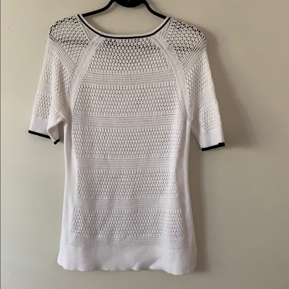 Heather B Eyelet Crew Neck Sweater White Medium - Picture 4 of 4